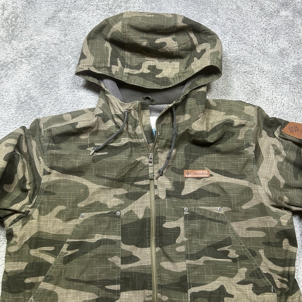 Columbia Loma Vista Hooded Jacket Mens L‎ Camo Camouflage Hunting *TINY HOLES - Picture 4 of 16